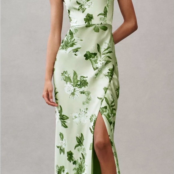Anthropologie Green Floral Maxi Dress